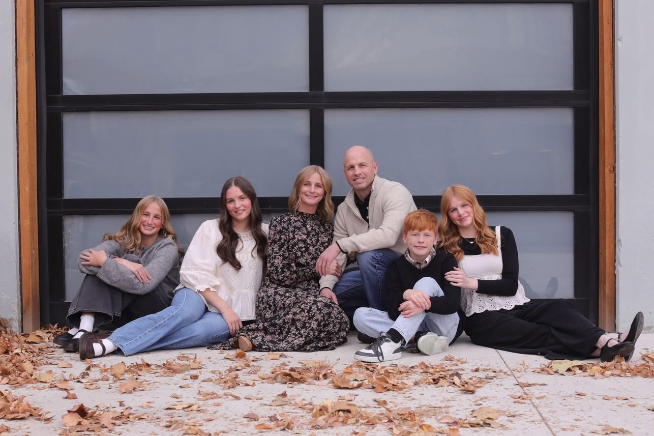 Tara Tonioli with her husband and their four children in Box Elder County, Utah